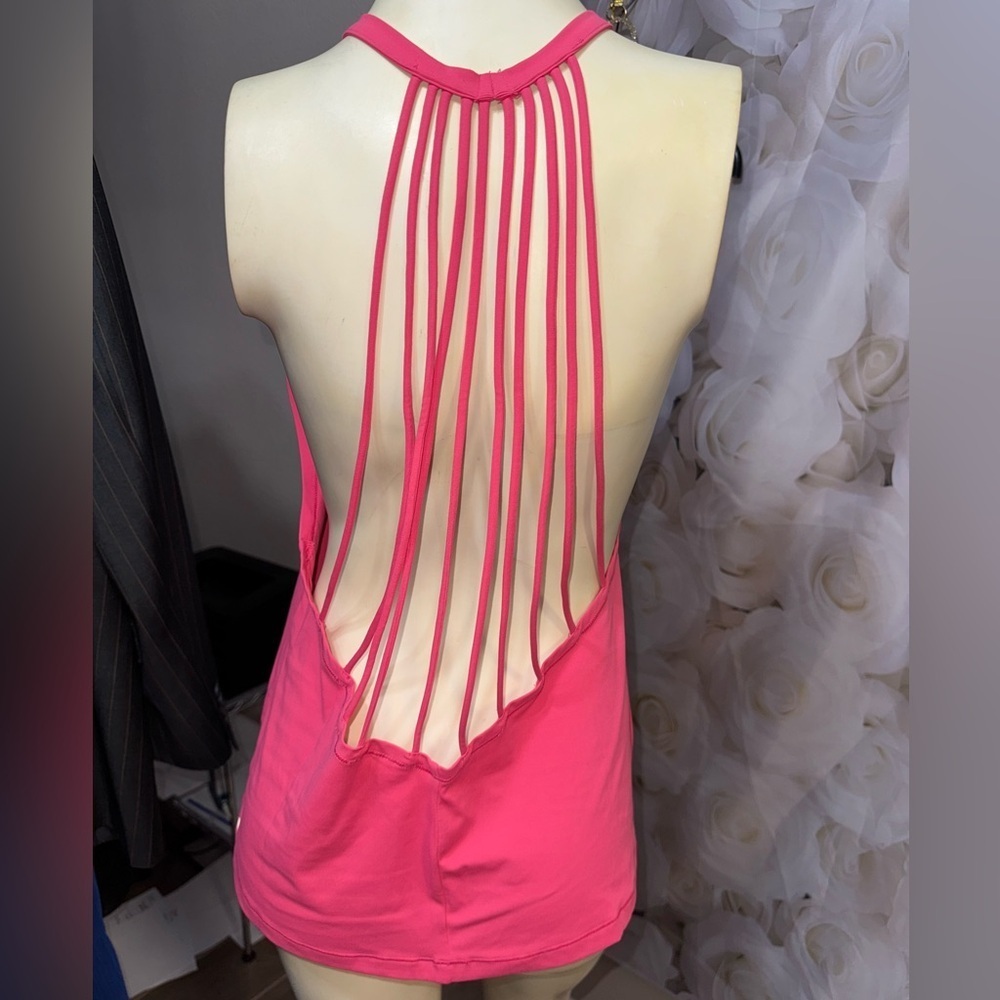 boohoo  Pink Open back High Neck  Tank Top Strappy Backless M Casual